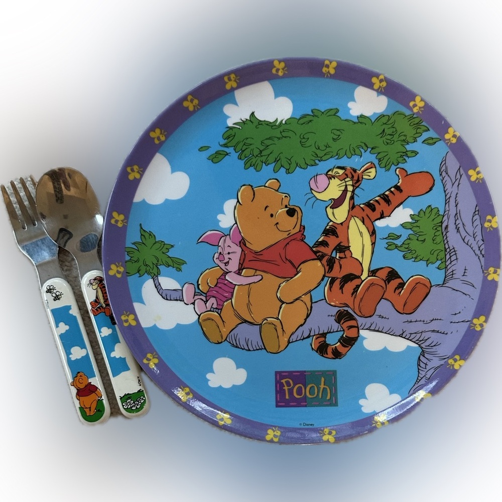 VTG DISNEY WINNIE POOH TIGGER ZAK DESIGNS 8” MELAMINE COLLECTIBLE PLATE FLATWARE